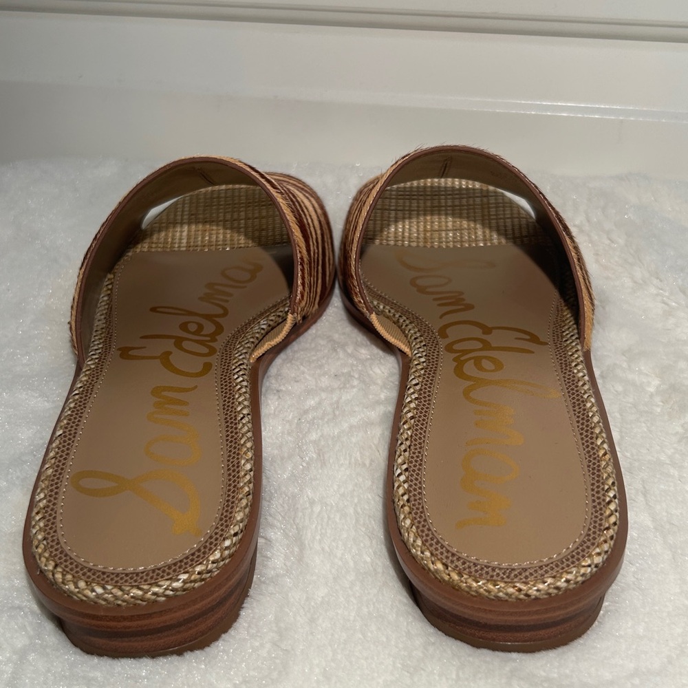 Sam Edelman Sabrina Tan Zebra Slide Sandals - Picture 5 of 16